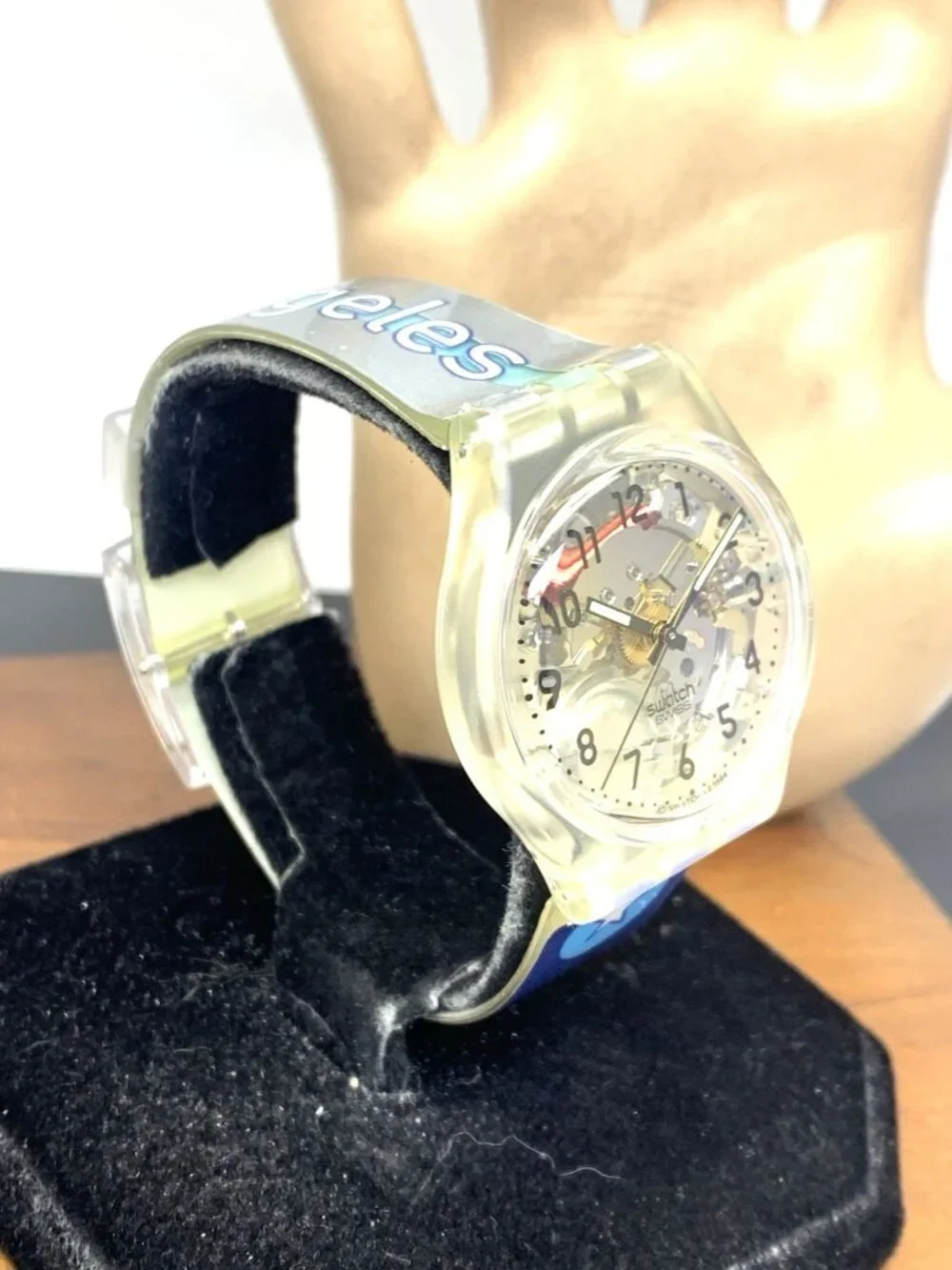 Swatch Watch GK209D Los Angeles Swiss Quartz Blue Rubber Vintage 1994 34mm